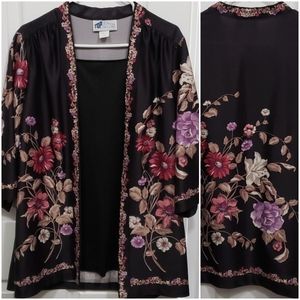 Black Florial Print Jacket with Built in Tank s16